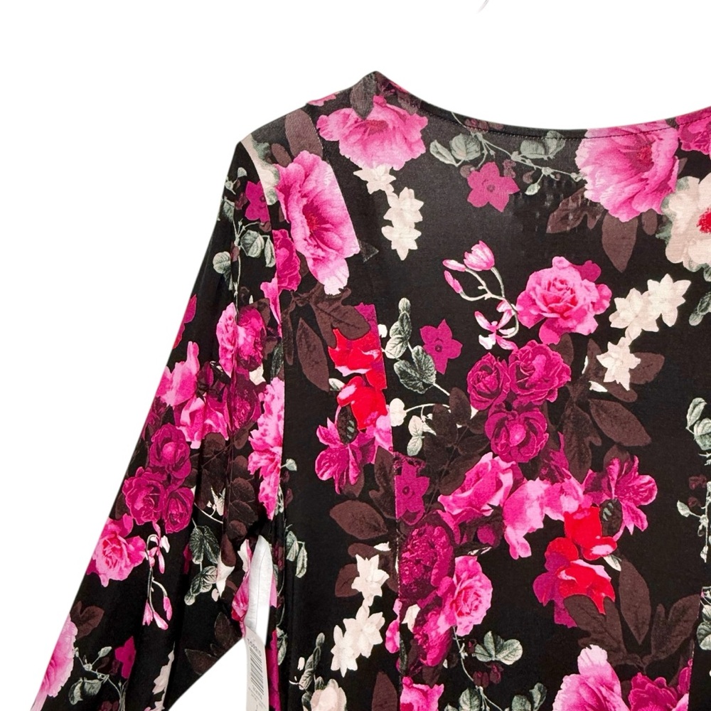 NEW Torrid Black Pink Floral V Neck 3/4 Supersoft Women’s Skater Dress Sz 1X - Picture 13 of 13